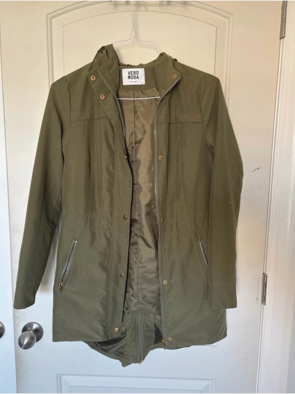 Vero Moda Olive Green Hooded Utility Jacket | Lightweight Anorak | XS